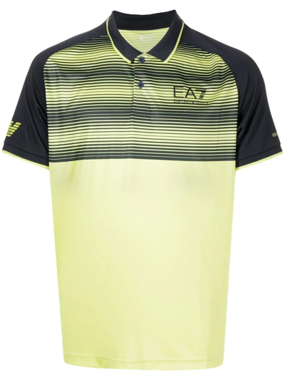 Shop Ea7 Logo-print Short-sleeved Polo Shirt In Grün