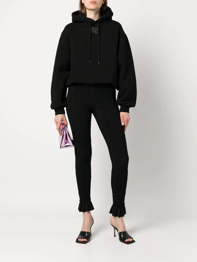 Shop Alexander Wang Rubberised Logo Cotton Hoodie In Black