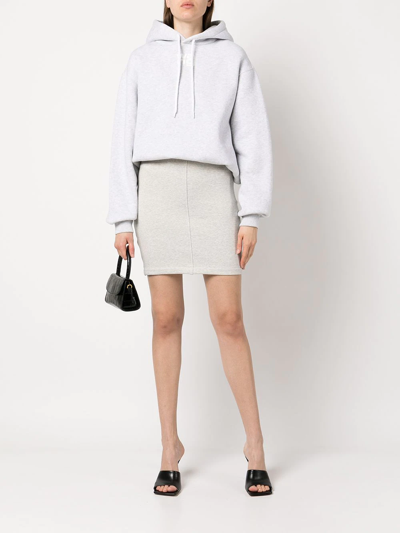 Alexander Wang Essential Terry Hoodie With Puff Paint Logo Clothing In Grey