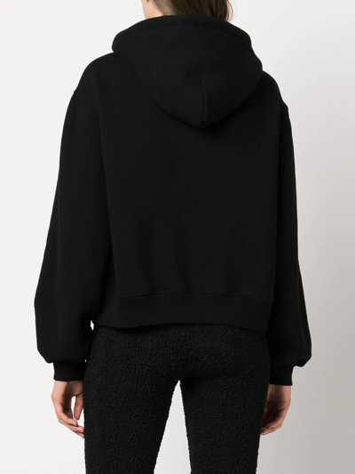 Shop Alexander Wang Rubberised Logo Cotton Hoodie In Black