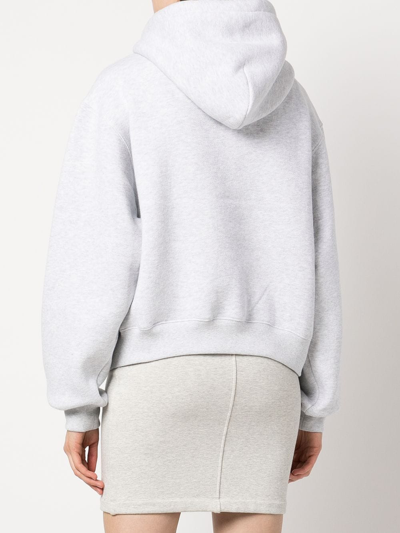 Shop Alexander Wang Rubberised Logo Cotton Hoodie In Grey