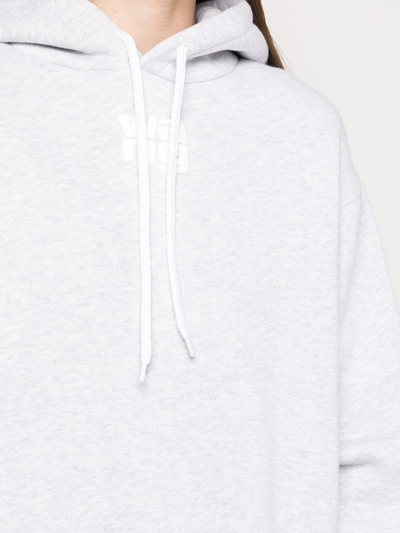 Shop Alexander Wang Rubberised Logo Cotton Hoodie In Grey