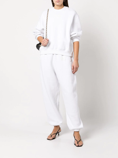 Alexander Wang Puff Logo Sweatpant In Structured Terry In White