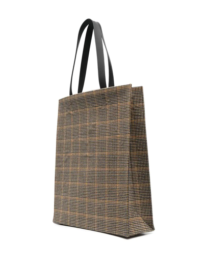 Shop Nina Ricci Large Houndstooth Check Wool Tote Bag In Neutrals