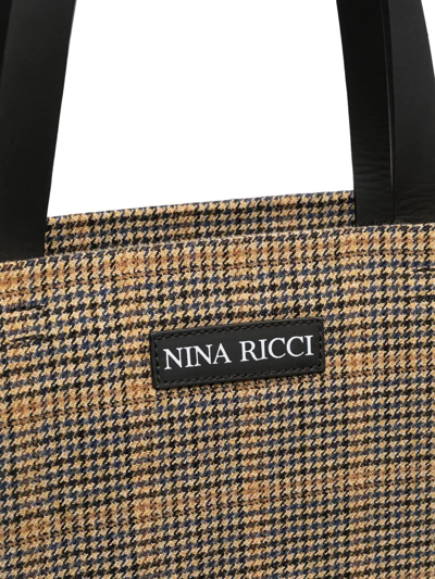 Shop Nina Ricci Large Houndstooth Check Wool Tote Bag In Neutrals