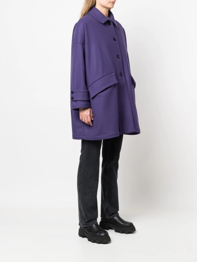 Shop Mackintosh Humbie Wool Overcoat In Purple