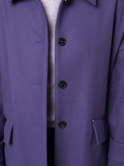 Shop Mackintosh Humbie Wool Overcoat In Purple
