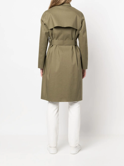 Shop Mackintosh Morna Bonded Cotton Trench Coat In Green