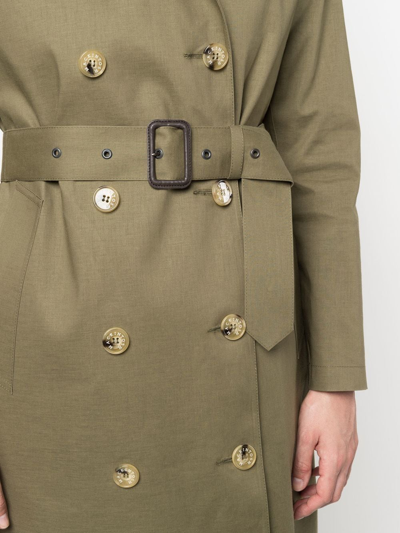 Shop Mackintosh Morna Bonded Cotton Trench Coat In Green