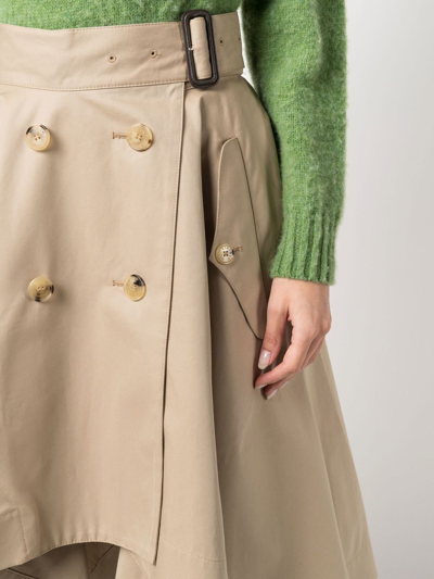 Shop Mackintosh Cecila Gabardine Cotton Skirt In Brown