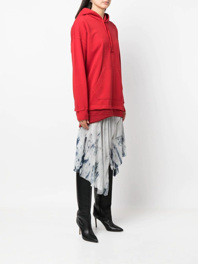 Shop Diesel D-rollier Asymmetric Hooded Dress In Red