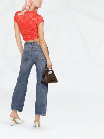 Diesel Cropped Wide Leg Trousers With Ripped Features In Blue