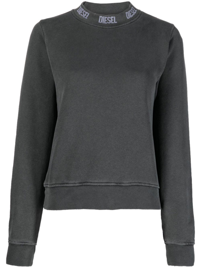 Shop Diesel F-reggy-jac Logo Mock-neck Sweatshirt In Grey