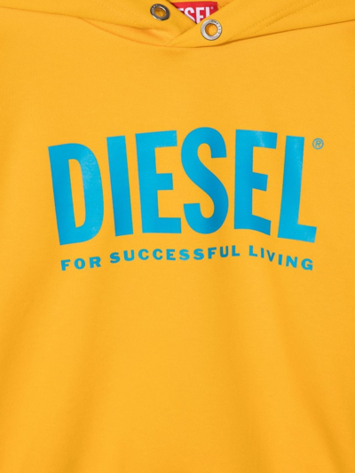 Shop Diesel Logo-print Detail Hoodie In Orange