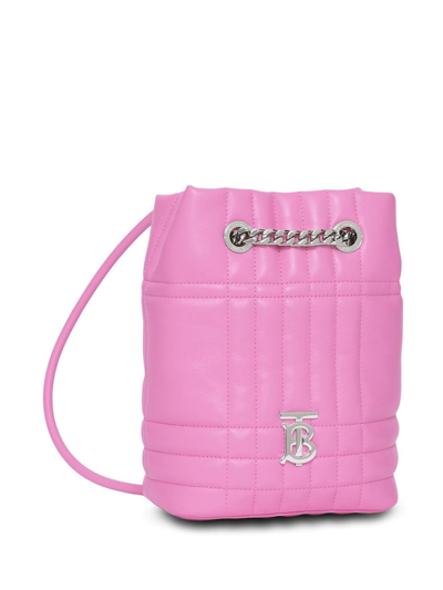 Shop Burberry Quilted Lola Mini Backpack In Rosa