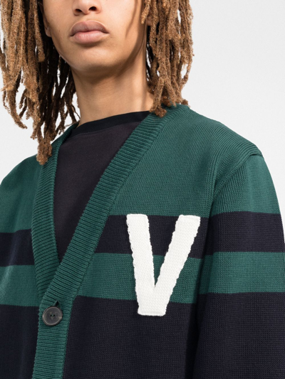 Shop Valentino V-logo Knitted Cardigan In Grün