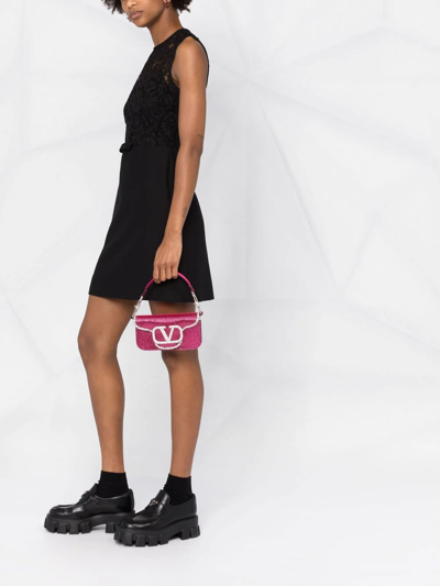 Shop Valentino Vlogo Sequinned Clutch Bag In Rosa