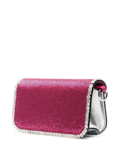 Shop Valentino Vlogo Sequinned Clutch Bag In Rosa