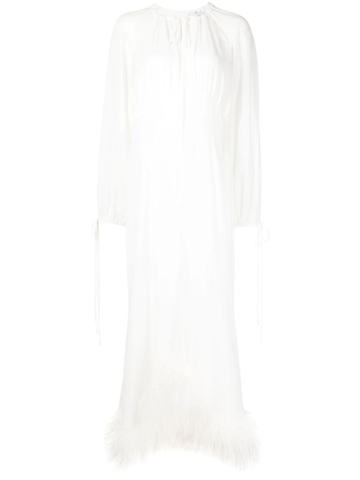 Shop 16arlington Feather-trim Maxi Dress In Weiss