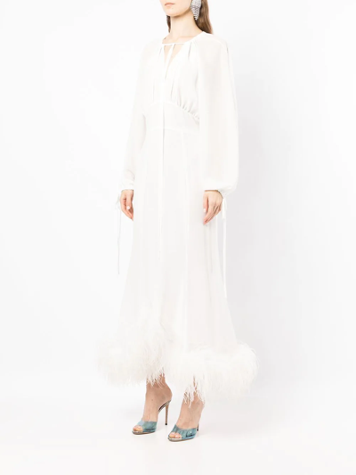 Shop 16arlington Feather-trim Maxi Dress In Weiss