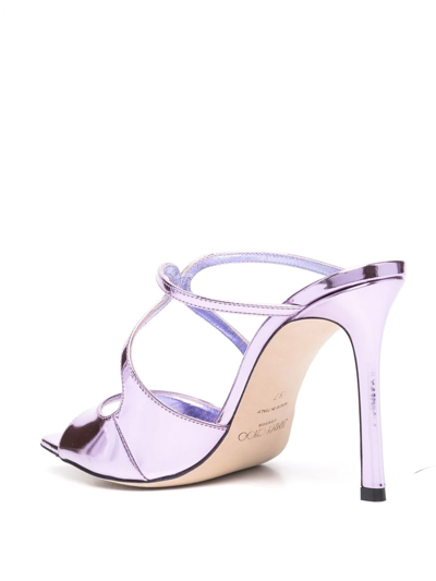 Shop Jimmy Choo Anise 95mm Cut-out Mules In Violett