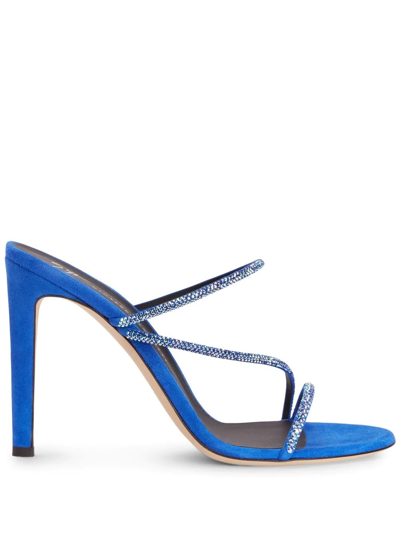 Shop Giuseppe Zanotti Julianne Suede Strappy Sandals In Blue