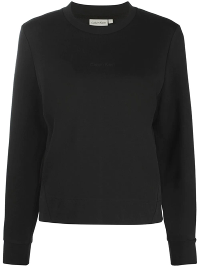 Shop Calvin Klein Logo-print Crew Neck Sweatshirt In Schwarz