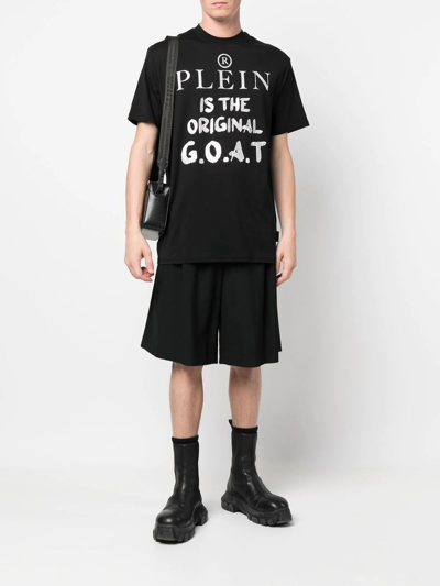 Philipp Plein Slogan-print Round Neck T-shirt In Schwarz