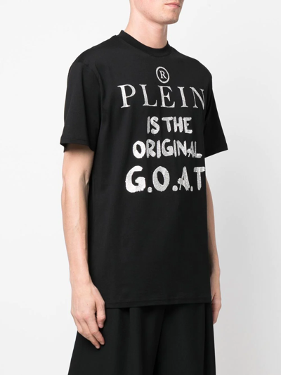 Philipp Plein Slogan-print Round Neck T-shirt In Schwarz
