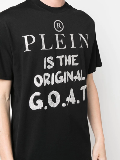Philipp Plein Slogan-print Round Neck T-shirt In Schwarz