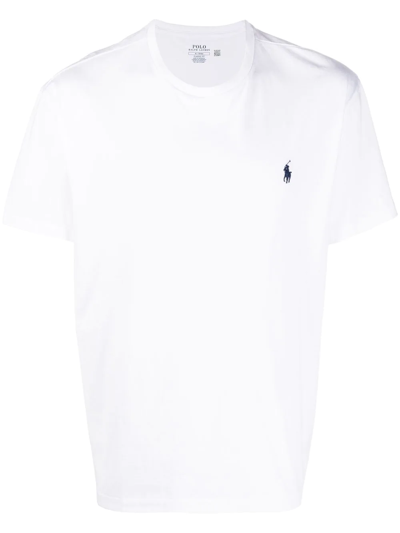 Shop Polo Ralph Lauren Polo Pony-embroidered Short-sleeve T-shirt In White