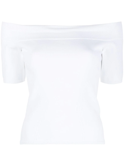 Shop Alexander Mcqueen Off-shoulder T-shirt In White