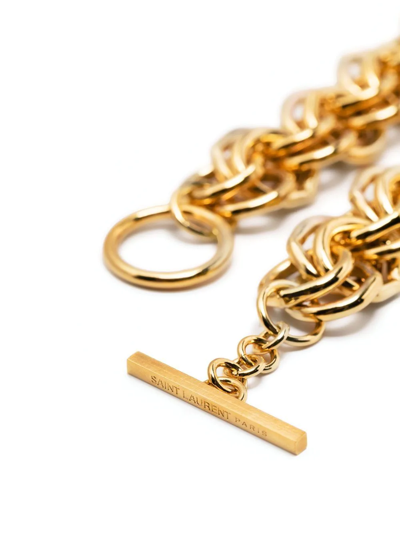 Shop Saint Laurent Chain-link T-bar Bracelet In Gold