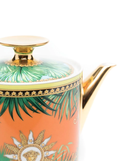 Shop Versace Mix-print Ceramic Teapot In Grün