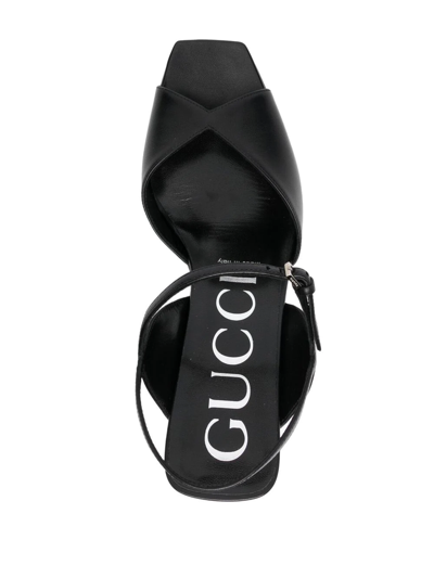 Shop Gucci Square G 105mm Slingback Sandals In Black