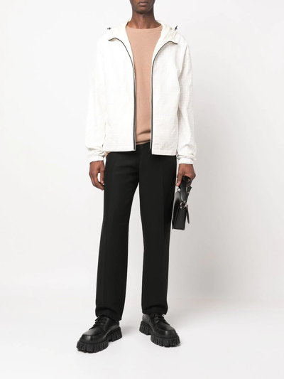 Fendi Ff-logo Print Hooded Jacket In Nude