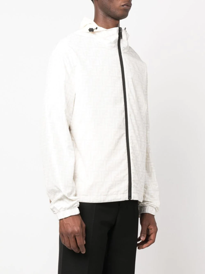 Fendi Ff-logo Print Hooded Jacket In Nude