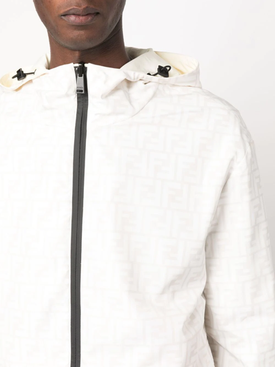 Fendi Ff-logo Print Hooded Jacket In Nude