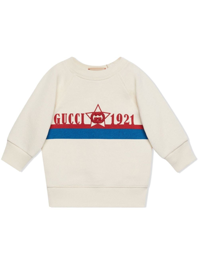 Shop Gucci Logo-print Long-sleeve Sweatshirt In Weiss