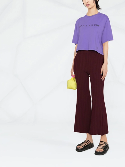 Alyx Logo Cropped Cotton Jersey T-shirt In Violett