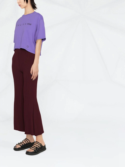 Alyx Logo Cropped Cotton Jersey T-shirt In Violett