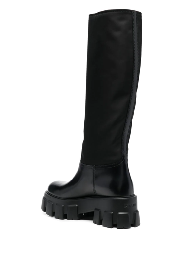 Shop Prada Monolith Knee-length Boots In Schwarz