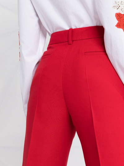 Shop Valentino High-waisted Wide-leg Trousers In Rot