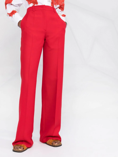 Shop Valentino High-waisted Wide-leg Trousers In Rot