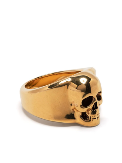 Shop Alexander Mcqueen Polished-effect Skull Ring In Gold