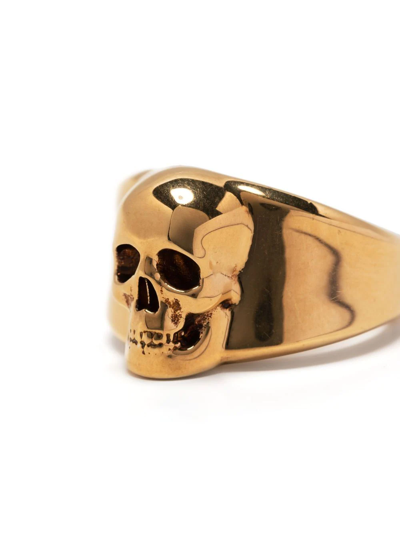 Shop Alexander Mcqueen Polished-effect Skull Ring In Gold