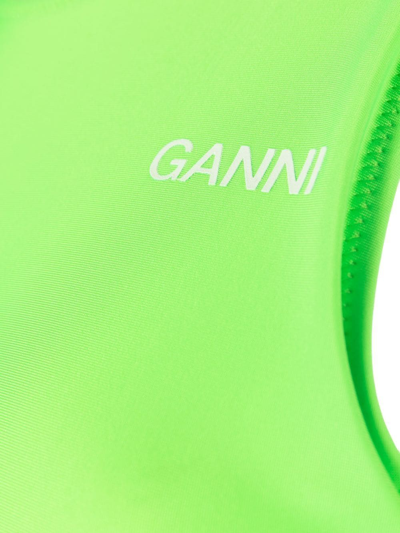 Shop Ganni Neon Scoop-back Swimsuit In Grün