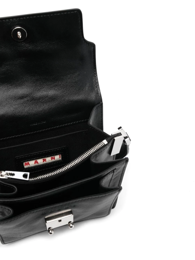 Shop Marni Trunk Leather Shoulder Bag In Black