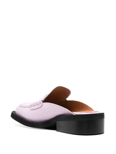 Shop Ganni Square-toe Backless Loafers In Violett