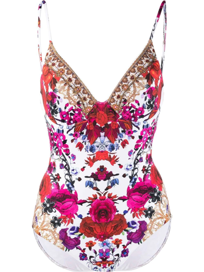 Shop Camilla Floral Underwired Soft-cup Swimsuit In Weiss